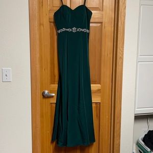 Emerald green prom dress with jewels